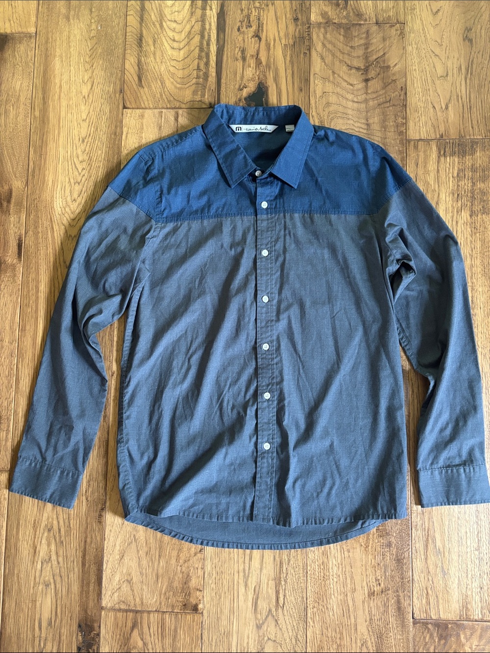 Travis Mathew Two-Tone Blue Button-Up Shirt